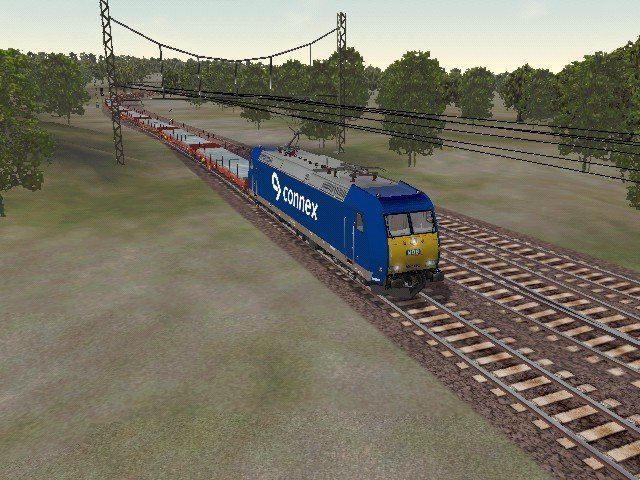 185 516 der NOB unterwegs mit einem Stahlplattenzug kurz vor dem Rbf Leipzig Engelsdorf