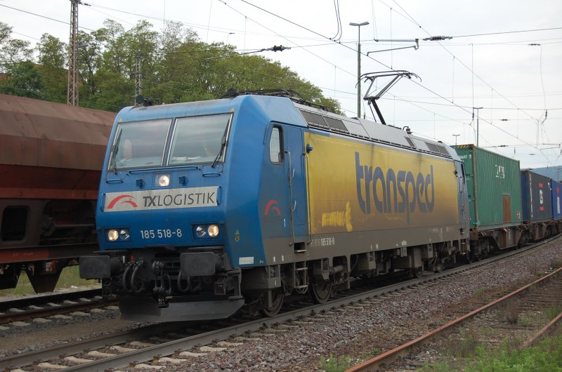 185 518-8 der TX Logistik am 14.05.2009 im Bahnhof Kreiensen