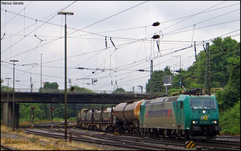 185 543 mit dem BASF Zug aus Ludwigshafen bei der Einfahrt in Aachen West 21.6.2009