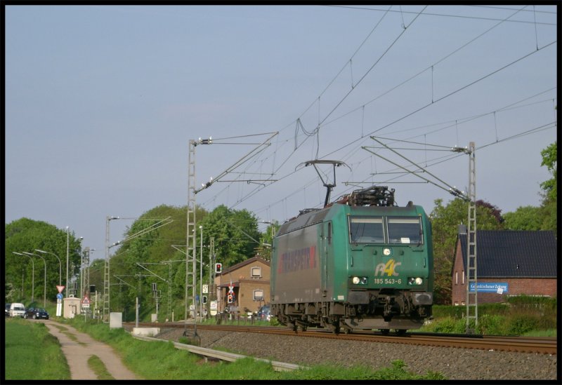 185 543 von Rail4Chem Lz Richtung Aachem am Km 29.0 4.5.2009