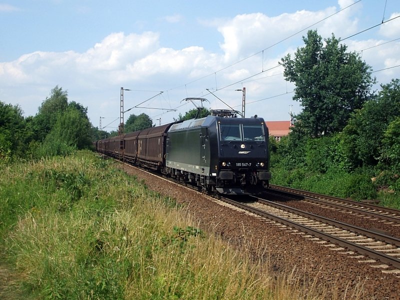 185 547 (MRCE,Staudenbahn) am 21.6.2008 durch Limmer -> Linden