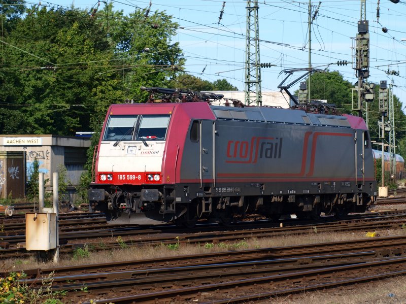 185 599-8 von Crossrail rangiert auf dem Aachener Westbahnhof