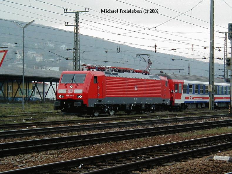 189 001-1 bei Mefahrten am 14-11-2002 im Bahnhof Htteldorf