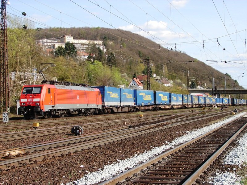 189 007-8 durchfhrt Gemnden und fhrt weiter ber Jossa Richtung Fulda Frhjahr 2007