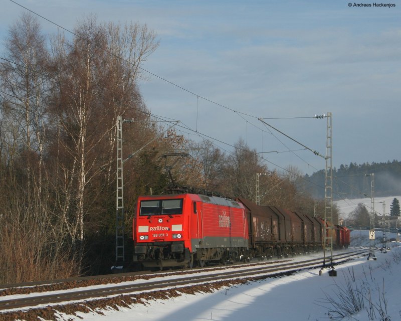 189 057-3 mit dem FZT 55834 (Villingen-Offenburg) am km 70,0 16.1.09 Viele Gr��e An den Tf ;-)