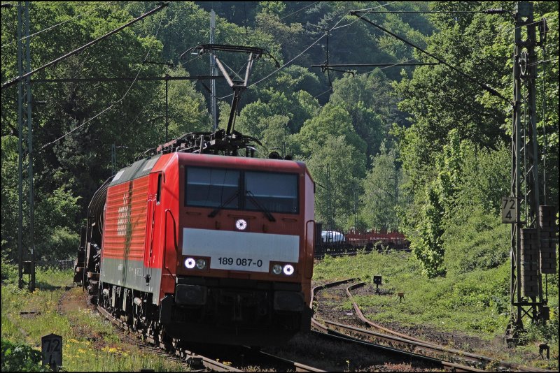 189 087 (9180 6 189 087-0 D-DB) mit  Ltzchen  erreicht mit ihrem Gterzug den Rangierbahnhof Hagen-Vorhalle. (10.05.2008)