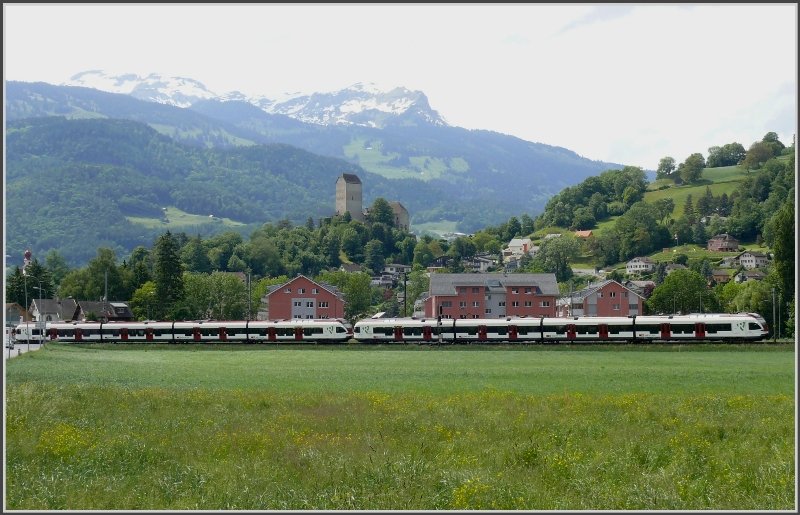 2 Flirt 521 bei der Einfahrt in Sargans. (25.05.2008)
