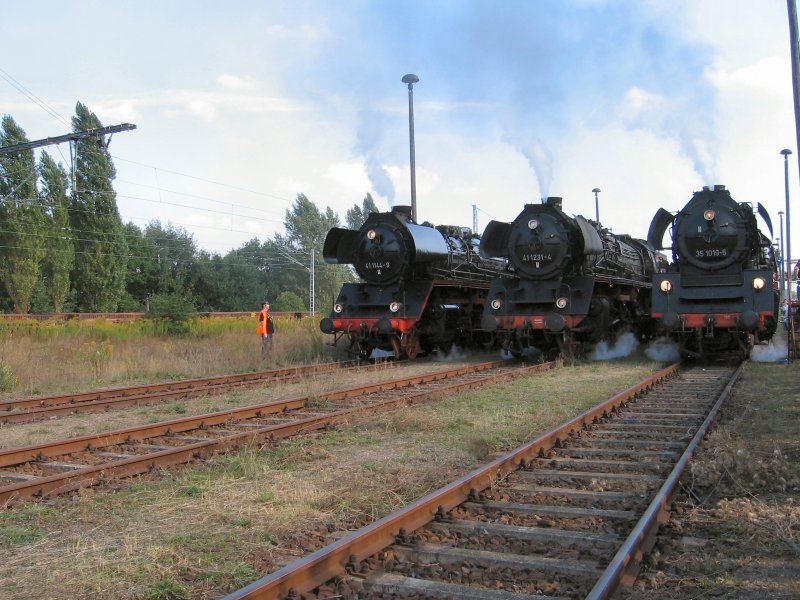 2 x BR 41 und 1 x BR 35 in Schneweide bei der Dampflokparade Okt. 2006