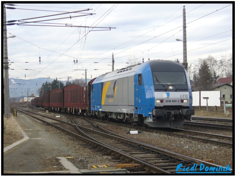 2016 903 der LTE fhrt am 22.02.2008 in den Bahnhof Zeltweg ein.