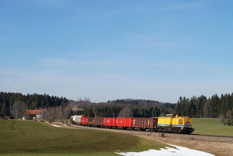 203 306, ex 202 752 der DB Netz Instandsetzung, mit FZT 56429 bei Riedles (20.02.2007)