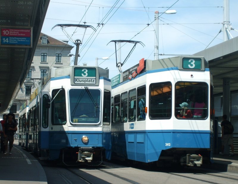2050 & 2413, Linie 3, Haltestelle Bahnhofplatz|HB