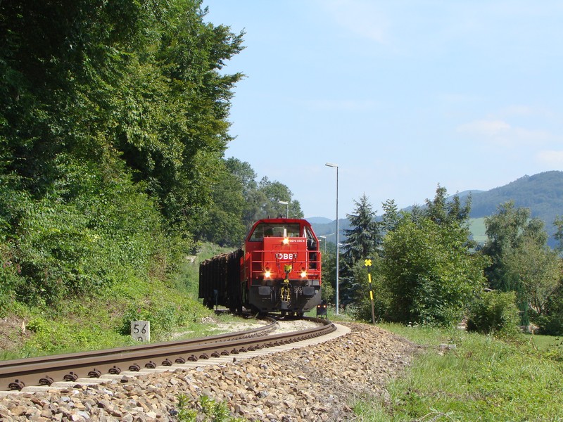 2070 045-6 mit Holzg�terzug in Traisental bei Traisen.29.07.2009