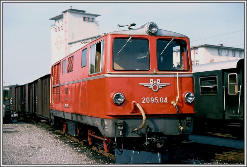 2095.04 der Bregenzerwaldbahn im Depot Bregenz Vorkloster. (Archiv H. Graf Juli 1975)