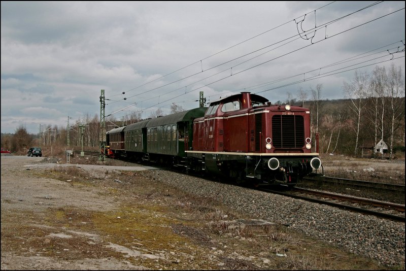 212 007 und V36 005 am Zugschluss fahren als DPE 93085 nach Hagen Hauptbahnhof. (09.03.2008)
