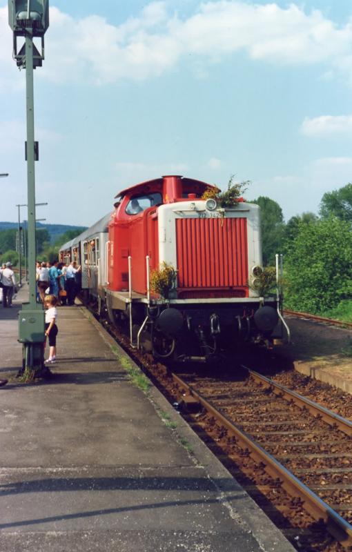 212 342 am 31.Mai 1991 dem Tag der Stillegung der Strecke in Blieskastel.

