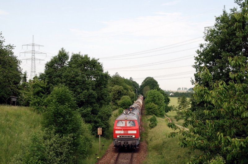 217 021 und 217 003 mit FZ 56701 in Thann-Matzbach (25.05.2007)