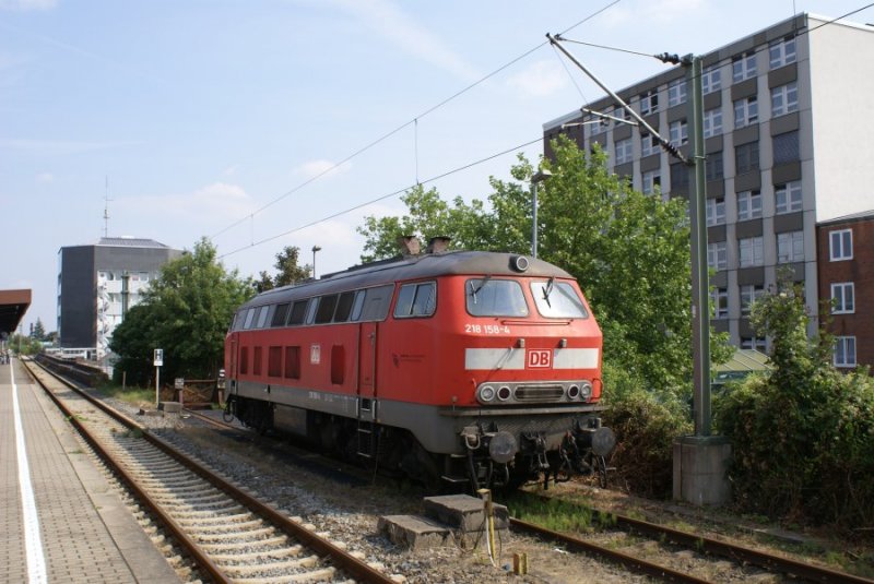 218 158-4 wartet am 14.08.2007 in Neumnster (auf dem Stumpfgleis)auf den Einsatz am nachmittglichen Pbz nach Hamburg Langenfelde