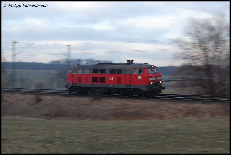 218 193-1 fhrt am 04.01.08 als RbZ ber die Remsbahn (KBS 786) in Richtung Stuttgart, aufgenommen bei Goldshfe.