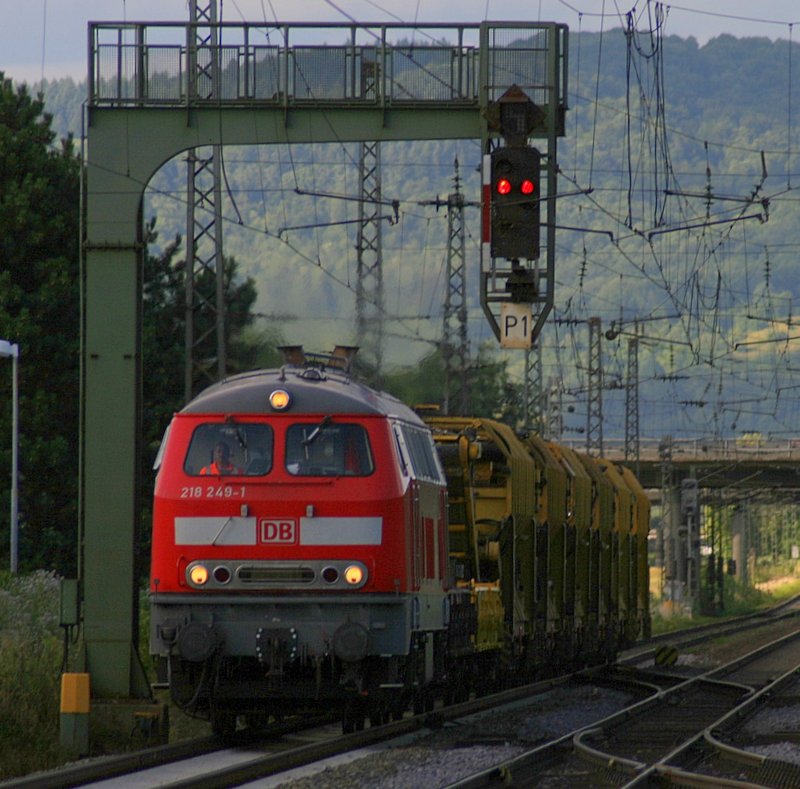 218 249 von DB Service am 07. Juli 08 mit dem 91127 in Grosachsen-Heddesheim.