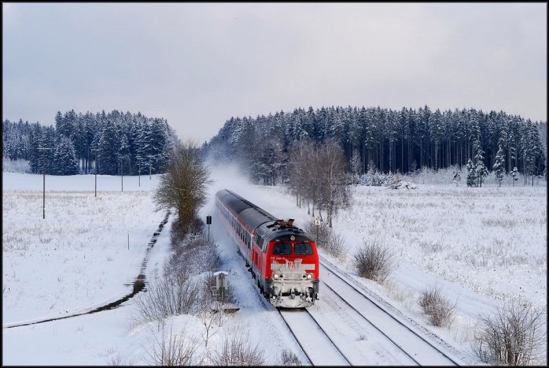 218 346 mit RE 32682 bei Schwabhausen (25.01.2007)