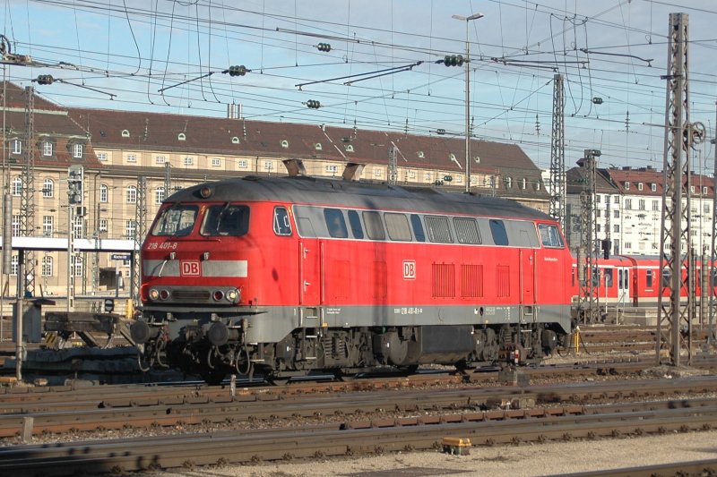 218 401 am 17.01.09 im Mnchner Hbf