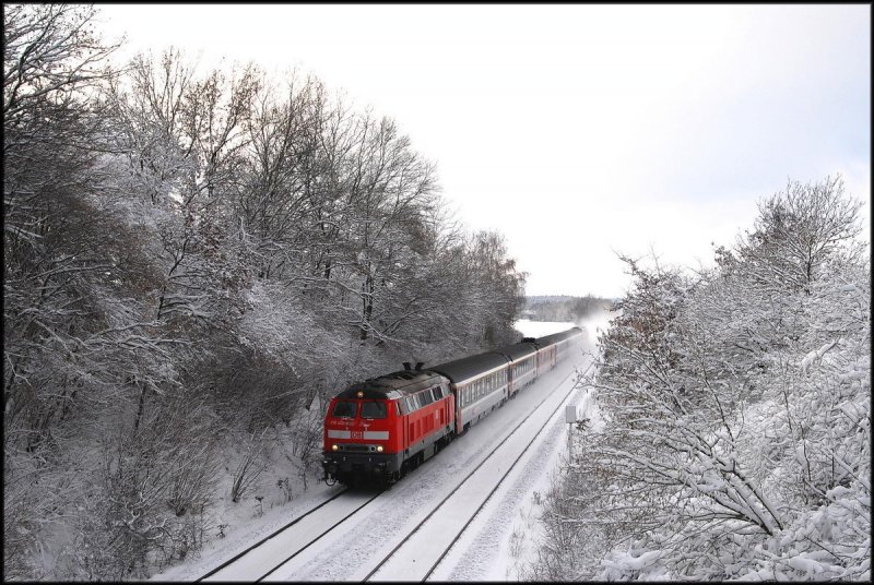 218 402 mit EC 193 bei Schwabhausen (25.01.2007)