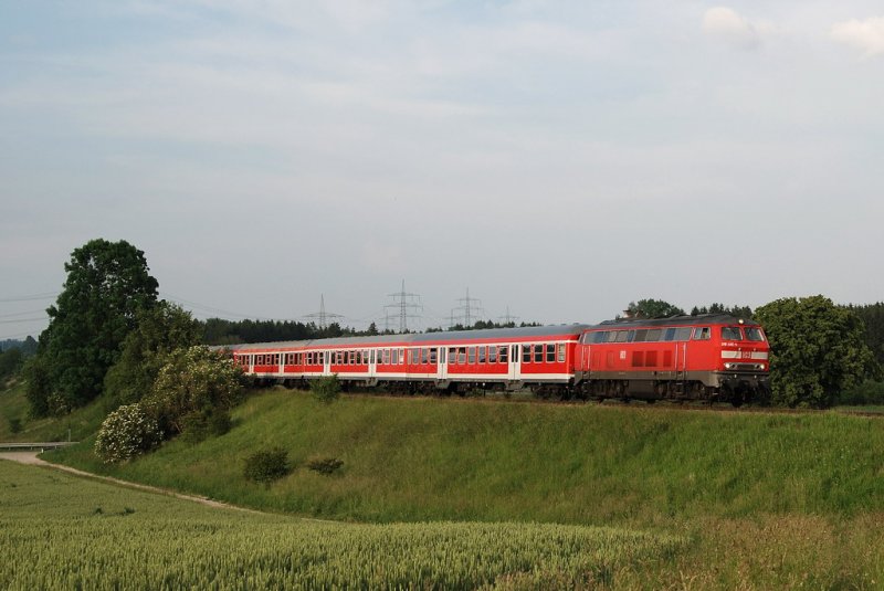 218 445 mit RB 27070 vor Markt Schwaben (06.06.2007)