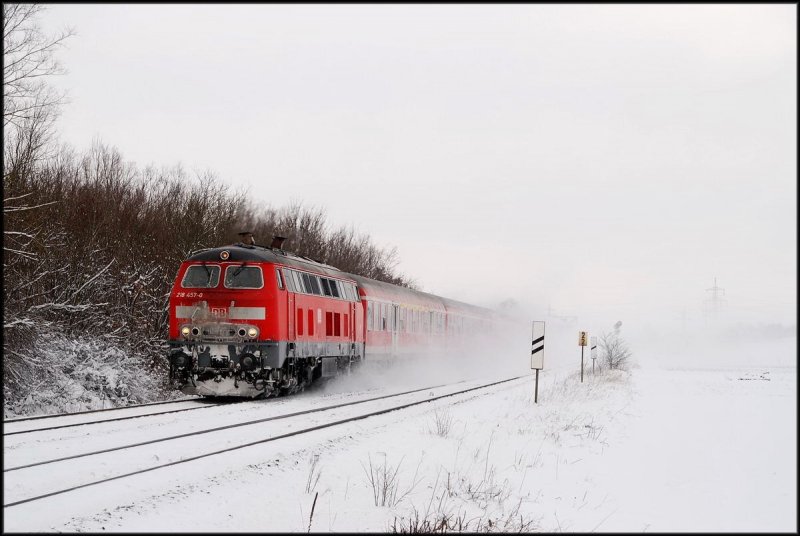 218 457 mit einer RB bei Buchloe (27.01.2007)