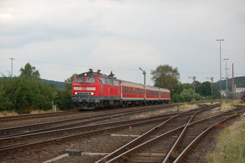 218 459 mit RE 352  Jan Hus  am 09.08.2009 in Luitpoldhtte. (Wagenreihung: Aimz - Bimz - Aimz)