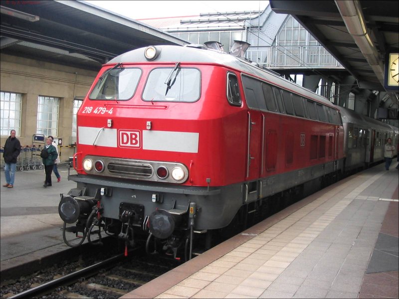 218 479-4 in Karlsruhe am 01.10.2005 vor Regionalbahn /Plan Dampf in Rheinland Pfalz