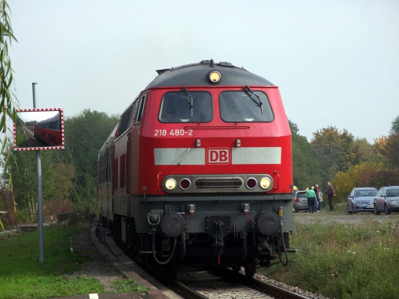 218 480 als RE nach Mannheim bei der Durchfahrt von Babstadt, 03.10.07.