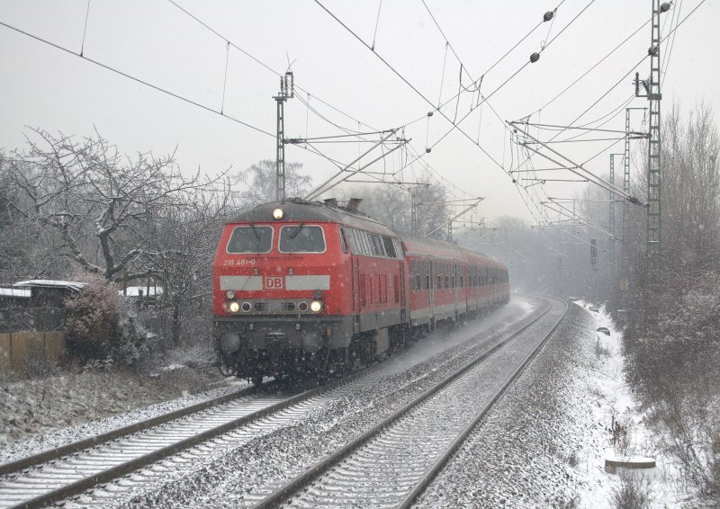 218 481-0 mit RE Heilbronn - Sinhsheim(Elsenz) - Meckesheim - Heidelberg - Mannheim, in Heidelberg Pfaffengrund/Wieblingen. 14.01.2009