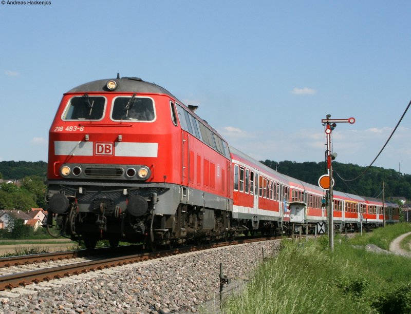 218 483-6 mit dem RE 4840 am Esig Hoffenheim 13.5.08