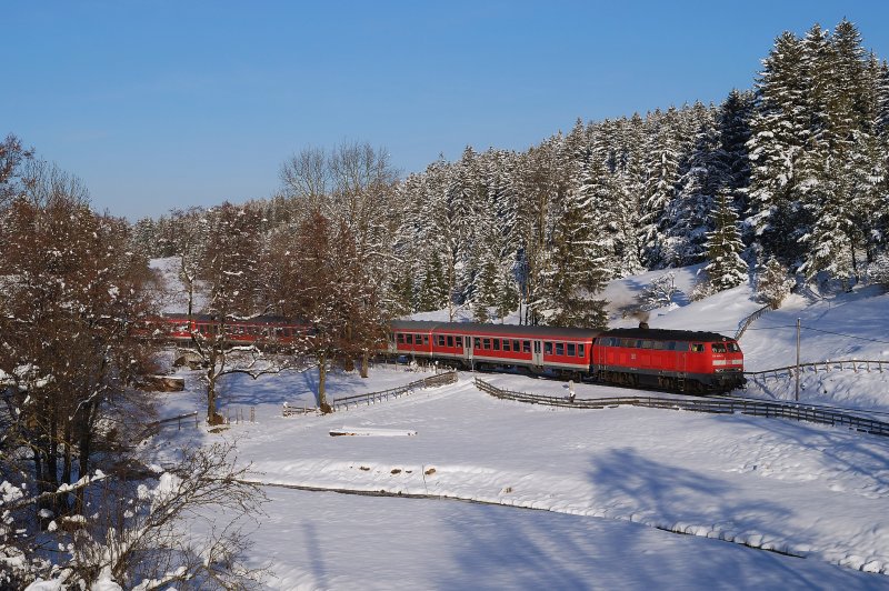 218 489 mit RB 32612 in Enzenstetten (06.03.2008)