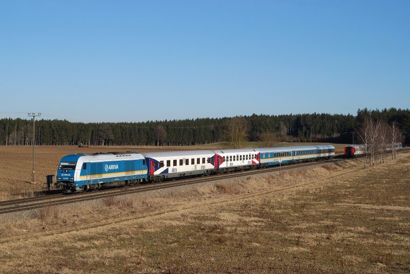 223 068 (Arriva) mit Alx 86712 bei Schwabhausen (23.01.2008)