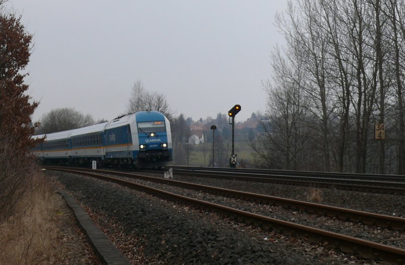 223 071 mit dem Alex von Mnchen nach Hof Hbf kurz nach Wiesau (Oberpf), 22.03.2009