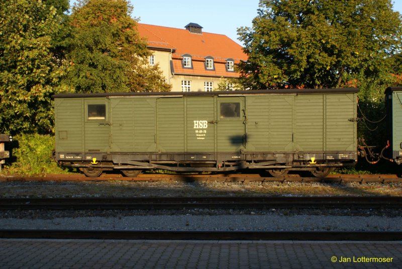 23.09.2007: Ein Hilfszug der HSB. Zu sehen der Gertewagen 99-09-78. Aufgenommen im Bw-Westerntor in Werningerode