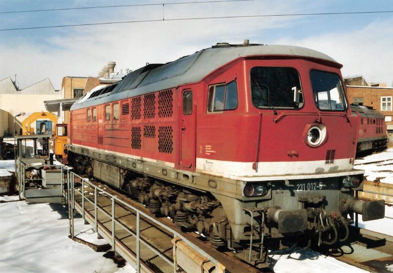 231 012 ex Schauffele wird f�r die Regental AG im AW Cottbus Hauptuntersucht.02.03.05