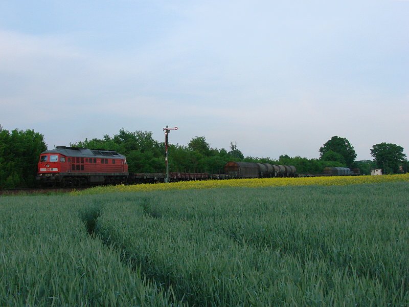 232 024-0 mit GZ von Horka Gbf am 17.05.2008 in Horka am Abzweig Srichen