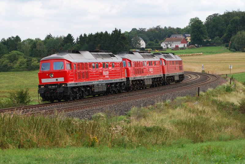 232 093 mit Lokzug bei Grobau (22.08.2009)