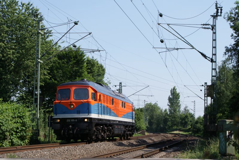 232 105-9 NBE als Lz am Km 28,190 in Dsseldorf am 09.06.2008
