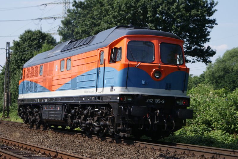 232 105-9 NBE als Lz am Km 28,190 in D�sseldorf am 09.06.2008 (Nachschuss)