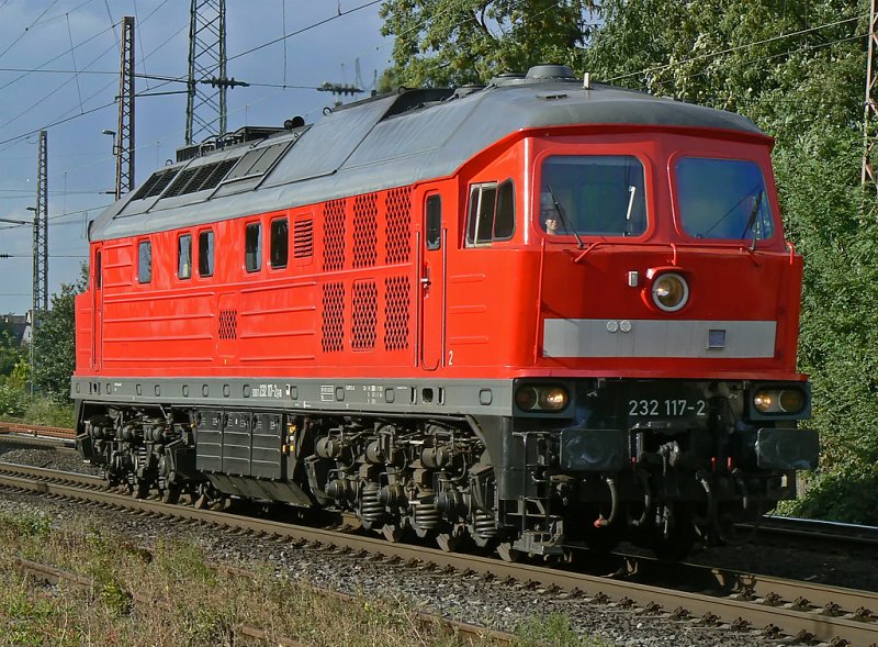 232 117-2 durchfhrt Ratingen-Lintorf als Lz. am 28.08.09