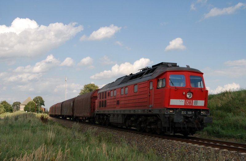232 146 mit FE 45428 bei Rosow (27.07.2007)