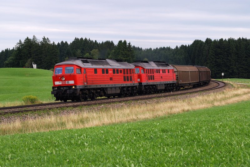 232 173 und 232 352 mit dem Arlbergumleiter CFN 45198 bei Riedles (20.08.2008)