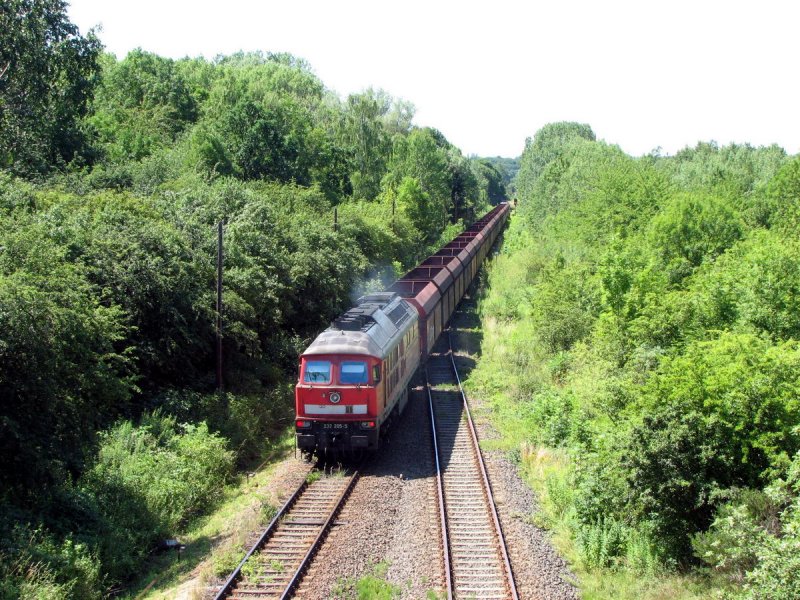 232 205, als Schlusslok bei CS 61904, in Trglitz (15.07.2006)