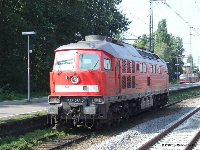 232 259-2 durchfhrt solo den Bf Emmerich. 14.9.07