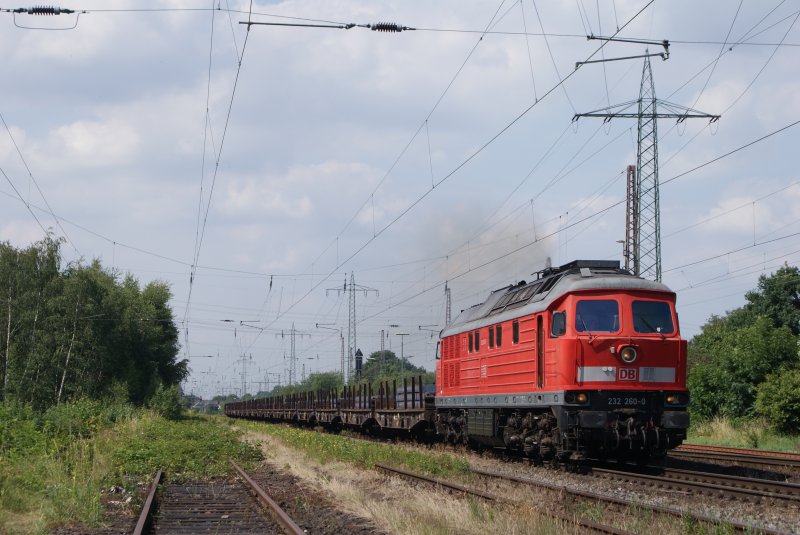 232 260-0 mit Stahlbrammenzug n Lintorf am 30.06.08