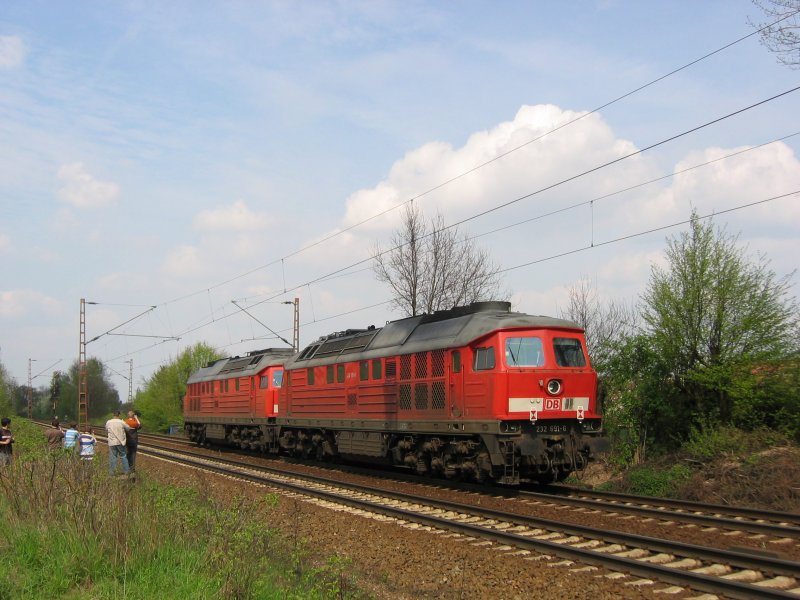 232 265-9 + 232 691-6 als Lz am 26.04.2008 in Hannover