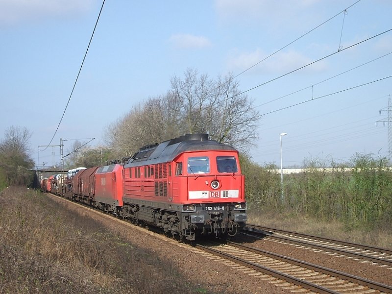 232 416 + 145 xxx mit gem.Gz am 12.4.2008 durch Ahlten.